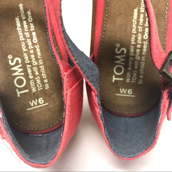 Toms Harper Coral Canvas Wedge Sandal Sample Sz 6 - Picture 8 of 8